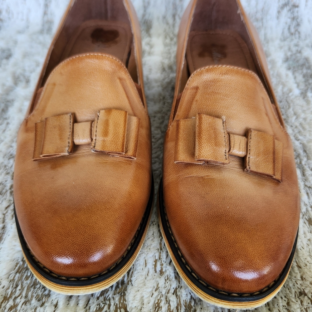 Mona Flying Bow Penny Loafer Sheepskin Leather Brown Tan | Women's Size 9, 40 EU - Picture 3 of 14